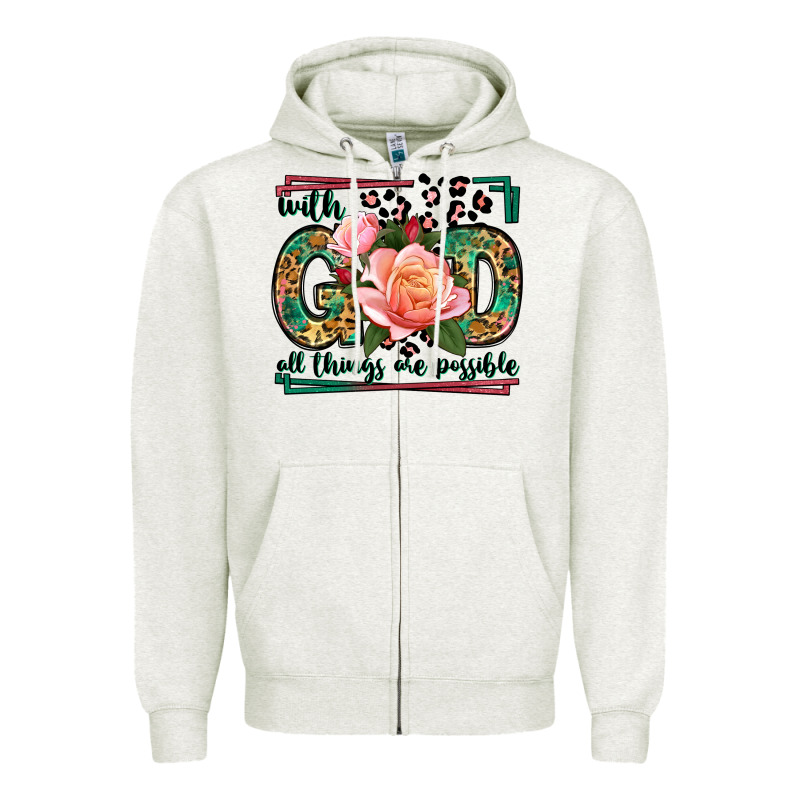 With God All Things Are Possible Leopard Frame Zipper Hoodie by LillyAllenDesigns | Teevron