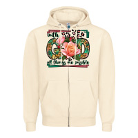 Sandshell With god all things are possible leopard frame Zipper Hoodie - LillyAllenDesigns