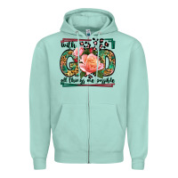 Seafoam With god all things are possible leopard frame Zipper Hoodie - LillyAllenDesigns