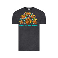 Vintage Black Gobble Til You Wobble with Rainbow Vintage Tee - texasbilliewilder