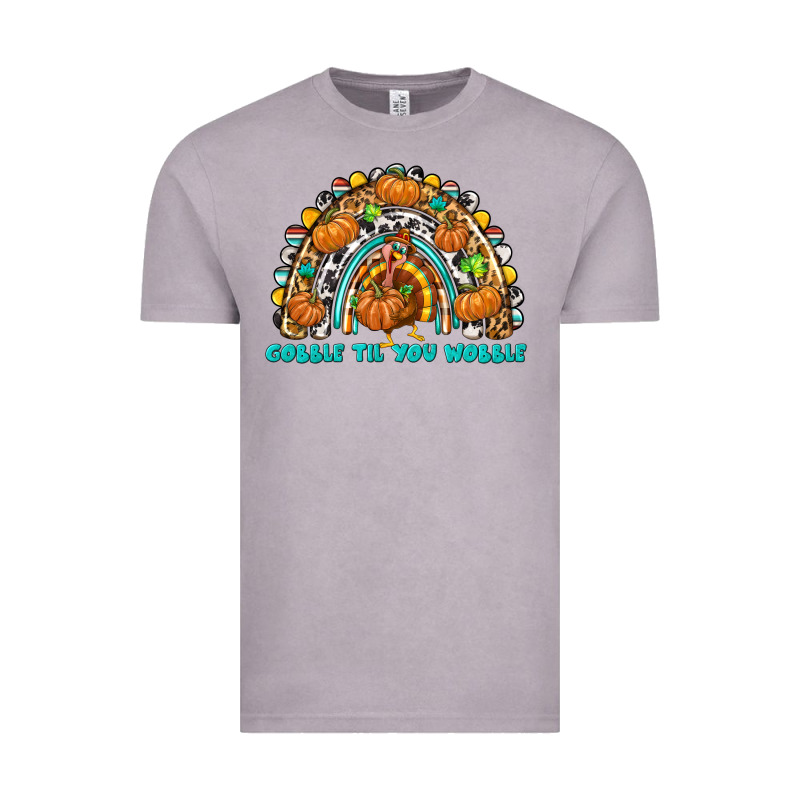 Gobble Til You Wobble With Rainbow Vintage Tee by texasbilliewilder | Teevron