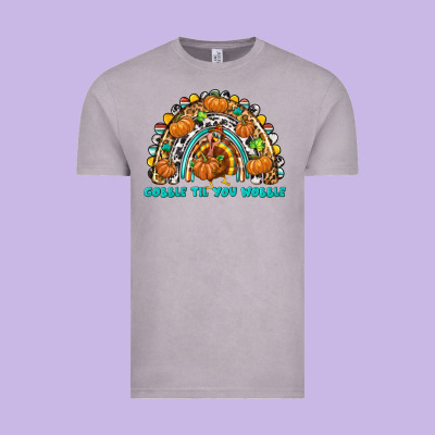 Gobble Til You Wobble With Rainbow Vintage Tee Designed By Texasbilliewilder