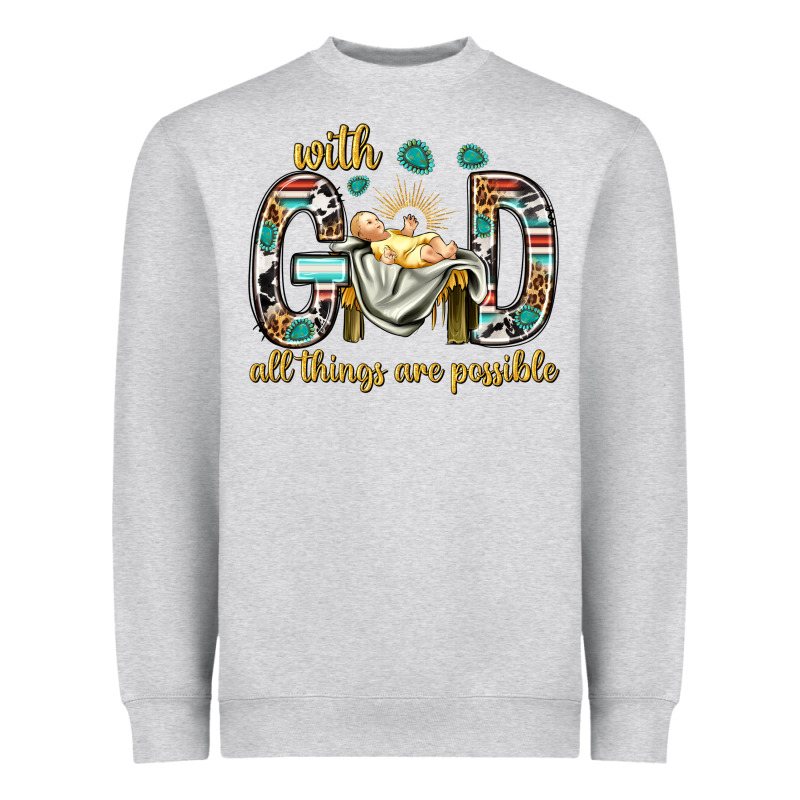 With God All Things Are Possible With Baby Jesus Bbs Heavyweight Sweatshirt by BundleAndBundleShop | Teevron