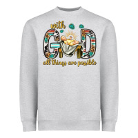 Heather Grey with god all things are possible with baby jesus bbs Heavyweight Sweatshirt - BundleAndBundleShop