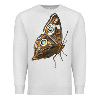 Oatmeal Heather Flying Common Buckeye Butterfly Premium Sweatshirt - LillyAllenDesigns