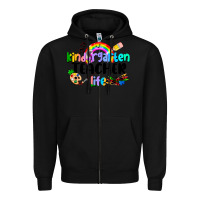 Black Kindergarten Teacher Life Zipper Hoodie - LillyAllenDesigns