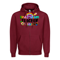Burgundy Kindergarten Teacher Life Zipper Hoodie - LillyAllenDesigns