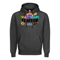 Charcoal Heather Kindergarten Teacher Life Zipper Hoodie - LillyAllenDesigns