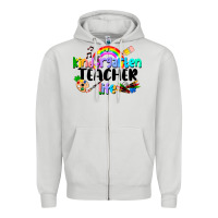 Dove Grey Kindergarten Teacher Life Zipper Hoodie - LillyAllenDesigns