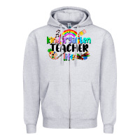 Heather Grey Kindergarten Teacher Life Zipper Hoodie - LillyAllenDesigns