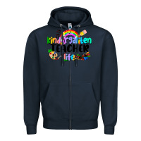 Navy Kindergarten Teacher Life Zipper Hoodie - LillyAllenDesigns