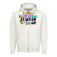 Oatmeal Heather Kindergarten Teacher Life Zipper Hoodie - LillyAllenDesigns