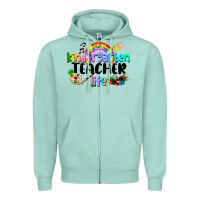 Seafoam Kindergarten Teacher Life Zipper Hoodie - LillyAllenDesigns