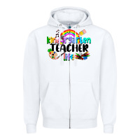 White Kindergarten Teacher Life Zipper Hoodie - LillyAllenDesigns