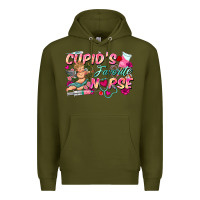 Army Green cupid's favorite nurse Premium Hoodie - FaDigitalArtStudio