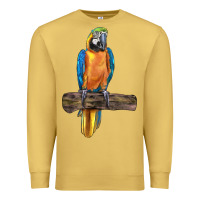 Antique Gold blue throated macaw Premium Sweatshirt - LillyAllenDesigns