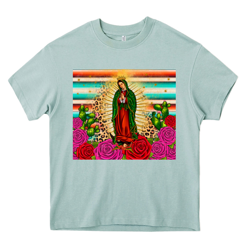 Our Lady Of Guadalupe Cactus Leopard Heavy Core Tee by JahusDesignShop | Teevron