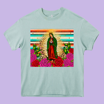 Our Lady Of Guadalupe Cactus Leopard Heavy Core Tee Designed By Jahusdesignshop