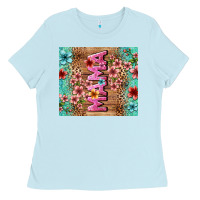 Baby Blue floral mama Ladies Tee - LillyAllenDesigns
