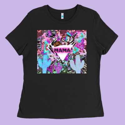 Mama Cowboy Western Animal Pattern Neon Ladies Tee Designed By Lillyallendesigns