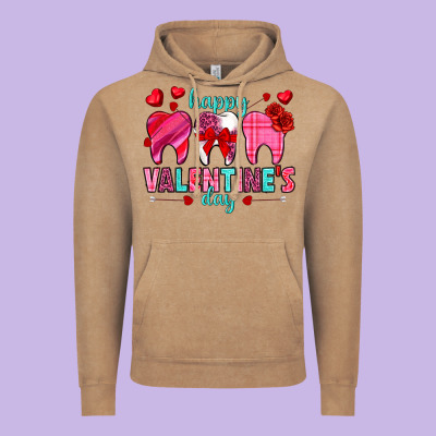 Happy Valentine's Day With Teeth Valentine's Day Vintage Hoodie Designed By Howdyjamesfarm