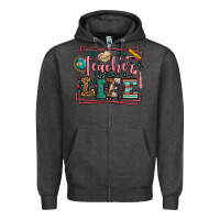 Charcoal Heather Teacher life leopard frame Zipper Hoodie - LillyAllenDesigns