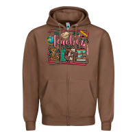 Chestnut Teacher life leopard frame Zipper Hoodie - LillyAllenDesigns