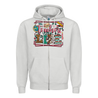 Dove Grey Teacher life leopard frame Zipper Hoodie - LillyAllenDesigns