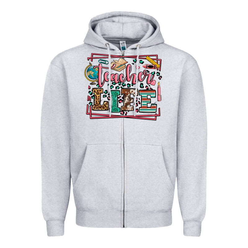 Teacher Life Leopard Frame Zipper Hoodie by LillyAllenDesigns | Teevron