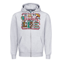 Heather Grey Teacher life leopard frame Zipper Hoodie - LillyAllenDesigns