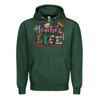 Sports Green Teacher life leopard frame Zipper Hoodie - LillyAllenDesigns