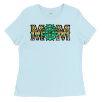 Baby Blue gemstone aztec mom Ladies Tee - LillyAllenDesigns