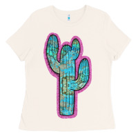 Bone Western Turquoise Cactus Ladies Tee - RanaPortraitStore
