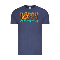 Vintage Denim Happy Thanksgiving with Turkey Vintage Tee - texasbilliewilder