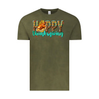 Vintage Olive Happy Thanksgiving with Turkey Vintage Tee - texasbilliewilder