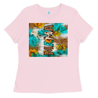 Bubblegum Pink mama leopard sunflower Ladies Tee - LillyAllenDesigns