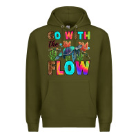 Army Green go with the flow Premium Hoodie - RanaPortraitStore