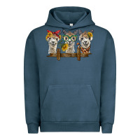 Pigment Midnight Navy 3 alpacas Urban Hoodie - BarkalooDesign