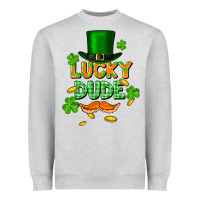 Heather Grey lucky dude St. Patricks Day Heavyweight Sweatshirt - FaDigitalArtStudio