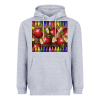 Heather Grey Crayons And Apples Heavyweight Hoodie - LillyAllenDesigns