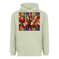 Matcha Crayons And Apples Heavyweight Hoodie - LillyAllenDesigns