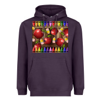 Plum Crayons And Apples Heavyweight Hoodie - LillyAllenDesigns