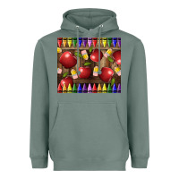 Sage Crayons And Apples Heavyweight Hoodie - LillyAllenDesigns