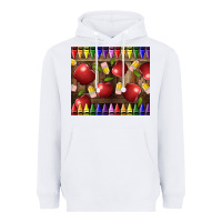 White Crayons And Apples Heavyweight Hoodie - LillyAllenDesigns