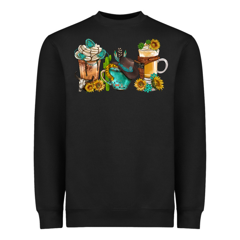 Western Coffee Cups With Sunflower And Gemstone Bbs Heavyweight Sweatshirt by BundleAndBundleShop | Teevron