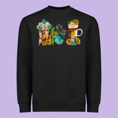 Western Coffee Cups With Sunflower And Gemstone Bbs Heavyweight Sweatshirt Designed By Bundleandbundleshop