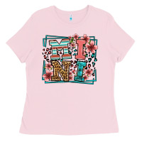 Bubblegum Pink floral leopard frame mini Ladies Tee - LillyAllenDesigns