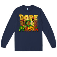 Navy dope black mama juneteenth Long Sleeve Tee - CowGirlArtShop