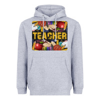 Heather Grey Western Teacher Black And Glitter Heavyweight Hoodie - LillyAllenDesigns