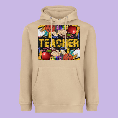 Western Teacher Black And Glitter Heavyweight Hoodie Designed By Lillyallendesigns
